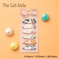 Süßes Katzen-Index-Sticker-Set mit 6 Motiven und 180 Blatt für Notizen und Studium - Katzenzeit / 180 Stück/Packung