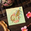 Exquisite vintage metal hollow bookmark in traditional Yueqin instrument variant - Flying Flowers by the Qin / 1 Piece