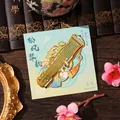 Exquisite ancient style metal hollow bookmark in a gold Guqin instrument shape - Pine Wind Guqin Rhyme / 1 Piece