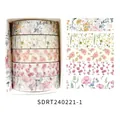 Floral washi tape set for DIY scrapbooking featuring five unique spring flower patterns - Spring Flower Romantic Series 1 (SDRT240221-1) / 5 Rolls