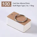 Blank kraft paper flashcards with metal ring, 100 sheets, 40x72mm pocket note cards - Kraft Paper Cover Style (F204) / 100 Pieces (40x72mm)