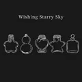 Decorative glass bottle stickers set with 5 patterns and 20 sheets in white line art - Starry Sky Wish