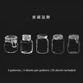 Collection of 20 minimalist white line art glass jar stickers for DIY scrapbooking - Honeypot Warm Sugar