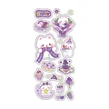 Set of cute purple cartoon cat PET stickers for journaling and decorative DIY crafts - Moon and Cat