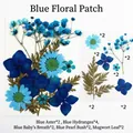 Set of 12 blue dried flowers for DIY bookmarks and crafts - Blue Flower Field