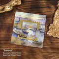 Artistic vintage metal bookmark featuring Van Gogh style sunset painting on base card - Sunset