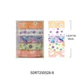 Cute 5-roll washi tape set with floral and sheep patterns for DIY scrapbooking - Purple Series (Stars and Floral)