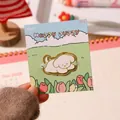 Cute white puppy enamel metal bookmark clip on decorative tulip card for students - Happy Puppy / 1 Piece