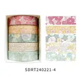 Floral pattern washi tape set with 5 decorative rolls for DIY scrapbooking and journals - Spring Flower Romantic Series 4 (SDRT240221-4) / 5 Rolls