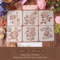 Premium set of 6 rose floral hollow painting stencils for DIY scrapbooking and art crafts - Rose Night Cream / 6 Sheets