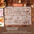 6PCS Prairie theme PVC hollow painting stencils for kids DIY drawing and scrapbooking - Prairie Dreamland / 6 Sheets