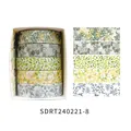 Floral pattern washi tape set in assorted spring colors for DIY scrapbooking - Spring Flower Romantic Series 8 (SDRT240221-8) / 5 Rolls