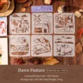 Set of 6 farm-themed PVC hollow painting stencils for kids' DIY art and scrapbooking - Morning Farm / 6 Sheets