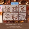 Set of 6 reusable PVC hollow painting stencils with rustic farm and ranch patterns - Pleasant Ranch / 6 Sheets