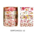 Romantic floral washi tape set with 5 rolls for creative DIY scrapbooking and crafts - Spring Flower Romantic Series 12 (SDRT240221-12) / 5 Rolls