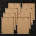 Vintage kraft letter paper set with Paris Eiffel Tower motif and ruled writing lines - Tower Paper Style (8 Pieces/Pack)