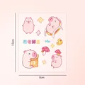 Hoja de pegatinas PET de carpincho rosa de 10x8cm para álbumes de recortes y manualidades - Carpincho Pensando