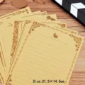 Σετ επιστολόχαρτου vintage kraft με κομψό floral περίγραμμα και σχέδιο λαγού - Ρετρό Δαντέλα Kraft