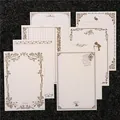 Vintage floral letter paper set with elegant gold border designs for elegant handwriting - Vintage Lace-White Paper Style (8 Pieces/Pack)