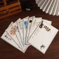 Vintage floral stationery set with fanned out decorative lined letter papers - Postmark Time Series Envelope Style (8 Pieces/Pack)