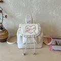 Eleganter Vintage-Mini-Rucksack für Damen mit Perlenherz und rosa Schleifendetail dekor - Weiß (JC1560)