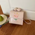 Mini sac à dos élégant en similicuir rose avec broderie tulipe et poignée nœud mignonne - Rose