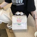 Élégant petit sac à bandoulière blanc pour femmes avec poignée nœud et broderie - Blanc