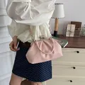Elegant pink pleated crossbody handbag with metal kiss-lock closure for women - Pink