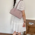 Elegante roze schoudertas met stippen voor dames, ruime tas in kussenstijl ontwerp - Roze