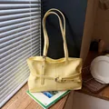 Grand sac fourre-tout sous l'aisselle jaune élégant pour femmes, accessoire de mode - Sans pendentif / Jaune