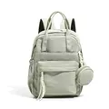 Lightweight light green women's student backpack for commuting with matching coin purse. - Green