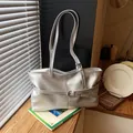 Grand sac cabas argenté métallisé avec boucle élégante pour femme - Sans pendentif / Argent