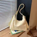 Stylish cream large capacity polka dot hobo tote bag for women with adjustable shoulder strap - Without Pendant / Yellow