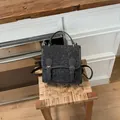 Mochila vintage de mezclilla gris oscuro para mujer ligera para viajes y uso diario - Negro