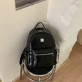 Casual women's black backpack with woven texture design for stylish daily commuting - Black (with Pendant)