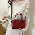 Elegant red rectangular small handbag for women commuter style leather crossbody bag - Red