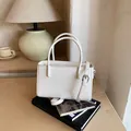 Exquisite minimalist white top-handle crossbody handbag for women's stylish summer commute - White With Pendant