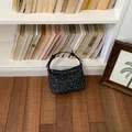 Small black and white plaid hobo bag for women with elegant pearl rivet embellishments - Without Pendant / Black