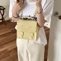 Elegant lightweight pale yellow niche backpack for women with heart embossed flap - Yellow