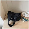 Stylish black checkered canvas crossbody bag for women, perfect for daily casual wear - No Pendant / Black