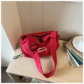 Red checkered canvas crossbody bag for stylish daily commuting and casual outings - No Pendant / Red