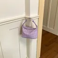 Elegant lavender checkered small tote bag with decorative silver studs for women - Without Pendant / Purple