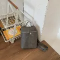 Minimalist grey textured leather small crossbody cell phone bag for women daily - Black
