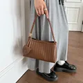 Fashionable brown woven shoulder bag with small pouch for versatile summer styling - Coffee