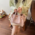 Elegante rosafarbene Tragetasche aus genarbtem Leder für Damen, schicke Büro-Handtasche - Rosa