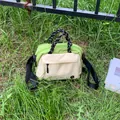 Small multifunctional green and cream outdoor backpack with stylish rope handles - Small Avocado Green