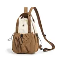 Stylish lightweight versatile women's backpack and crossbody bag in cream and brown - White & Khaki