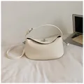 Elegant white woven shoulder bag with adjustable strap and metal lock for women - No Pendant / Off White