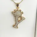 Elegant gold stainless steel necklace featuring a zircon-encrusted crown letter Y pendant - Letter Y / Gold