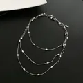 Triple-layer vintage silver beaded necklace with elegant layered design for women - Triple Row Stacked Bracelet (5400) / 60CM / Steel